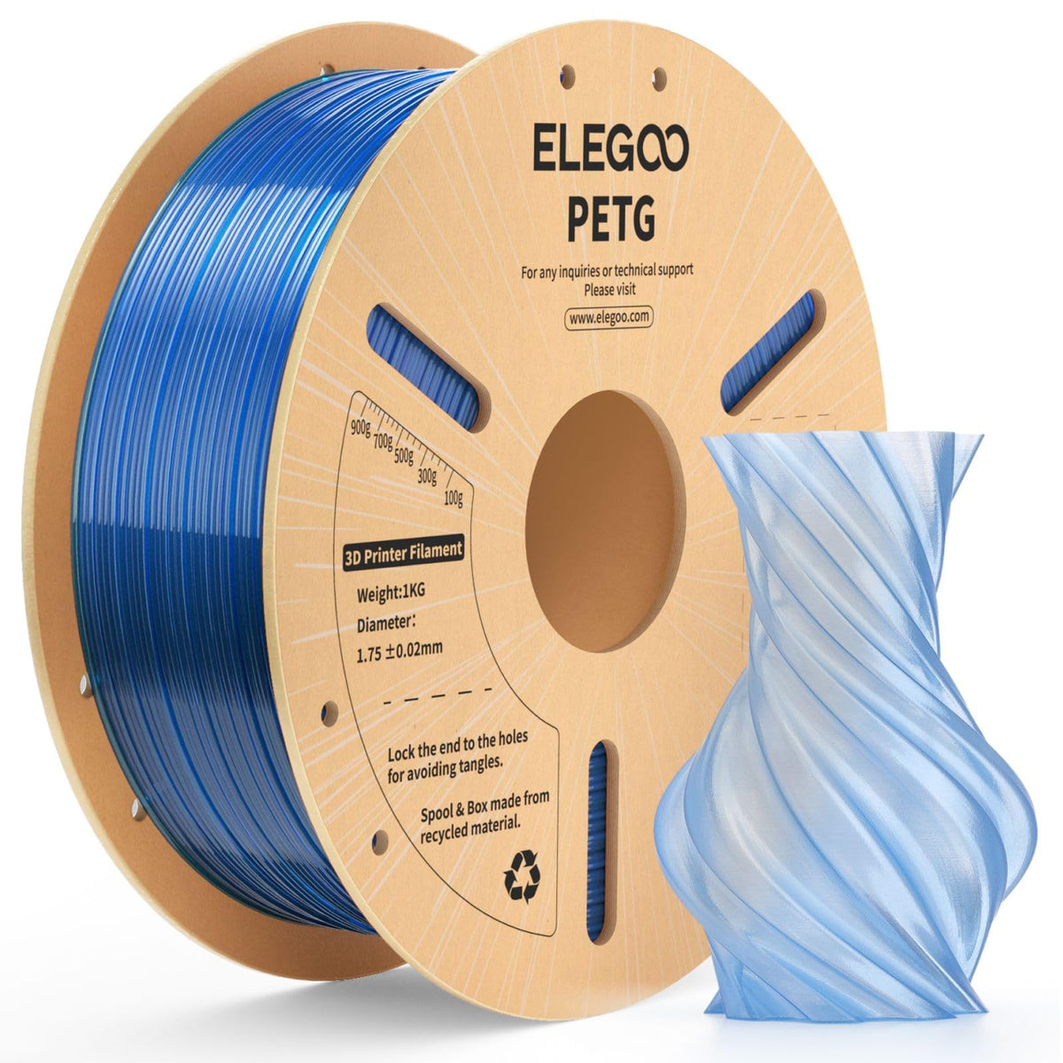 ELEGOO Rapid PETG 3D Printer Filament 1.75mm Black 1KG