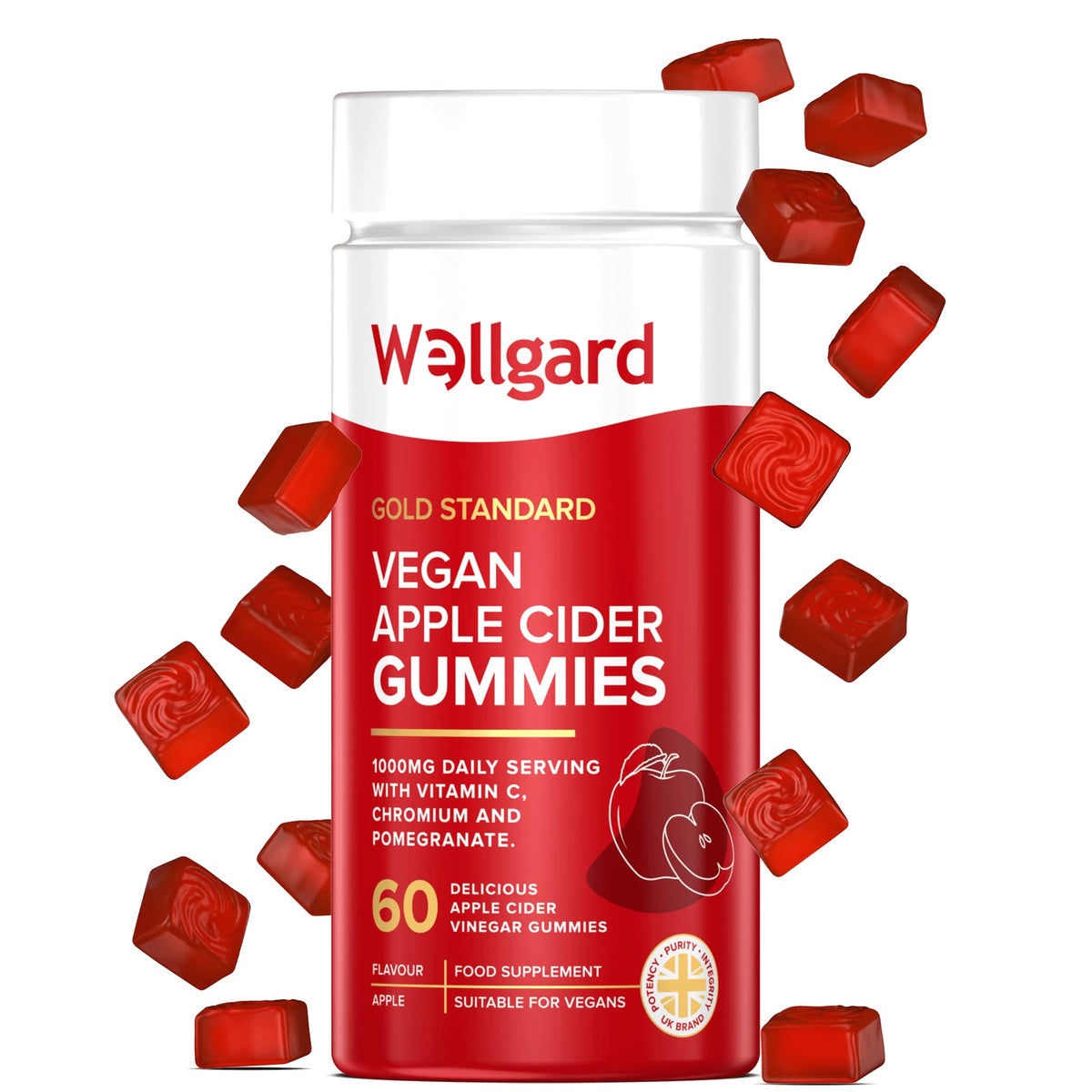 Wellgard Kids Calcium & D3 Gummies - 2 Month Supply - Vegan Chewable Calcium and Vitamin D3 Gummies, Mixed Berry Flavour