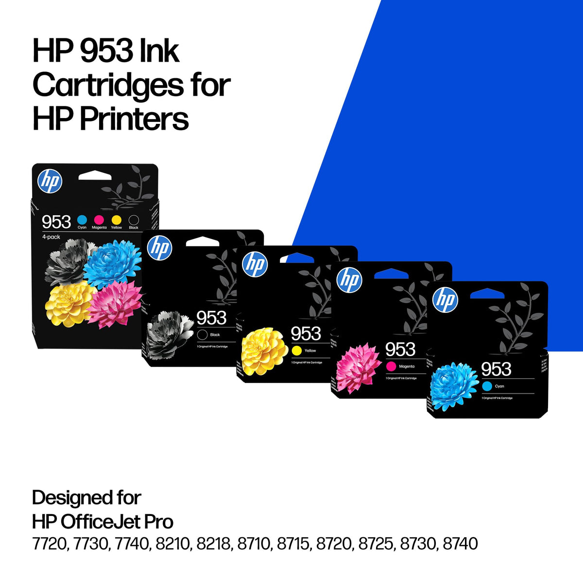 HP 953 Black/Cyan/Magenta/Yellow Original Ink Cartridges 4-Pack