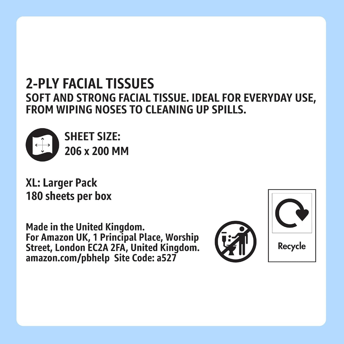 by Amazon Facial Tissues 2 ply, 180 Sheets 12 Pack