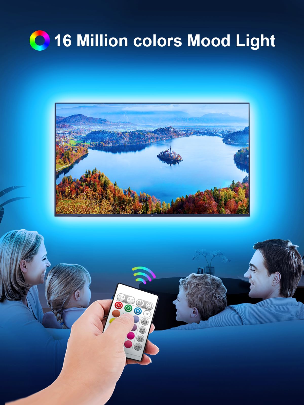 GIPOYENT TV Light Strip, 5M TV Backlight, for 45-75 Inch TV, Music Sync LED TV Light with Bluetooth Function - RGB Color Changing Light Strip for Home Theater (16.4ft)