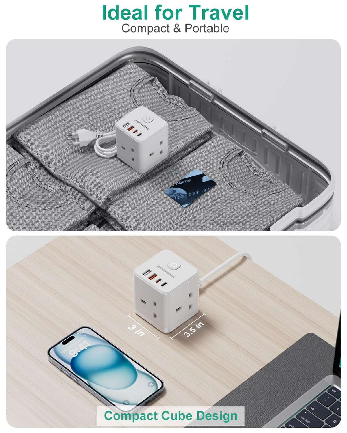 Japan Travel Adapter 3 Way 4 Fast Charging USB (QC3.0/PD20W)