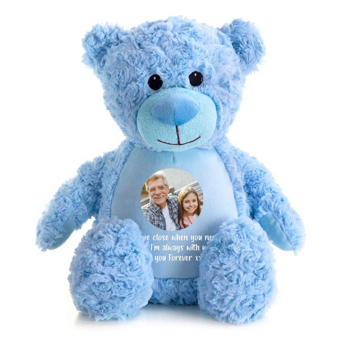 Large Personalised Photo Ashes Keepsake Memory Teddy Bear - Grey | Metal Heart Shaped Tin Ashes Urn | Bereavement Memorial Keepsake | Custom Photo & Message | Sympathy Gift | 42cm Tall