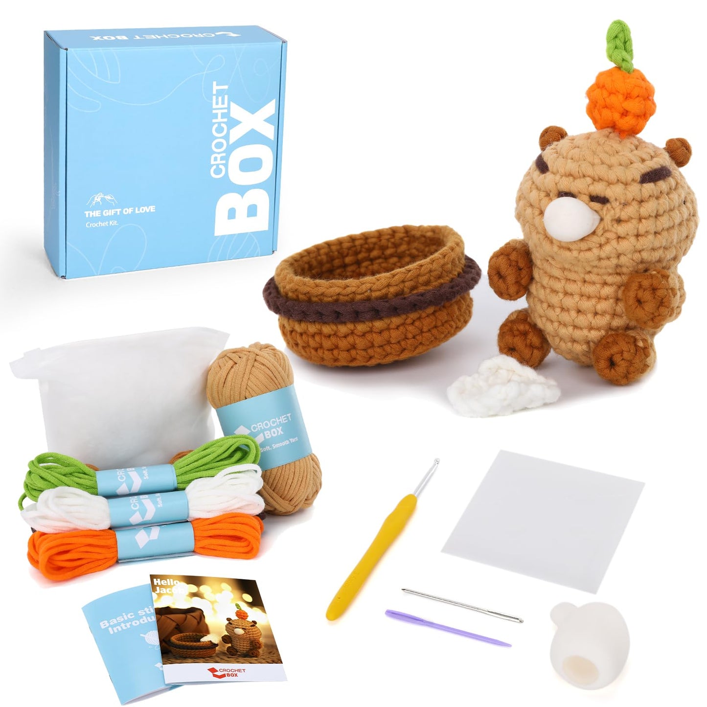 CROCHET BOX Complete Crochet Kit for Beginners - Highland Cow Crochet Kit, Include Video Tutorial, Instruction, Soft Yarn, Birthday Gift for Adults.