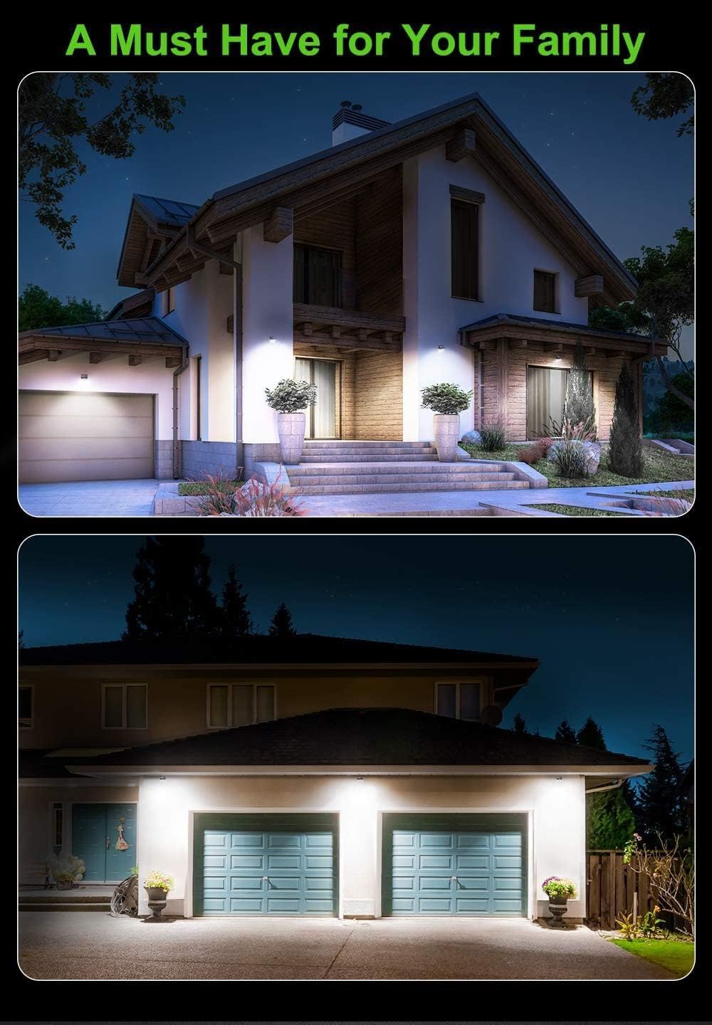 CLAONER Solar Powered Lights Outdoor, Upgraded Wireless 270° IP65 Solar Motion Sensor Security/Wall Light for Front Door, Yard, Garage, Garden, Warm White (4 Pack)