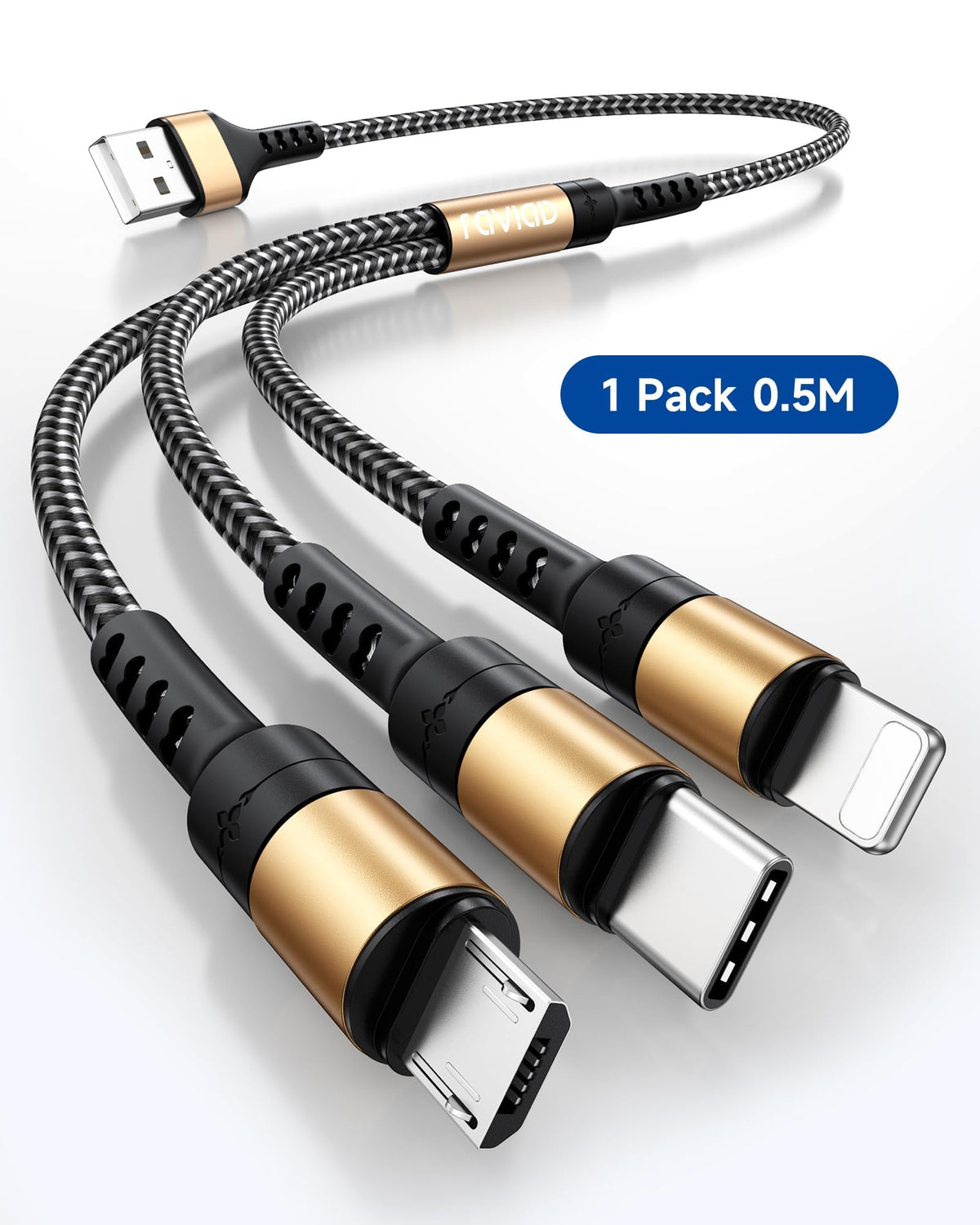 RAVIAD Multi Charger Cable, 3 in 1 Charger Cable 3A USB Fast Charging Cord
