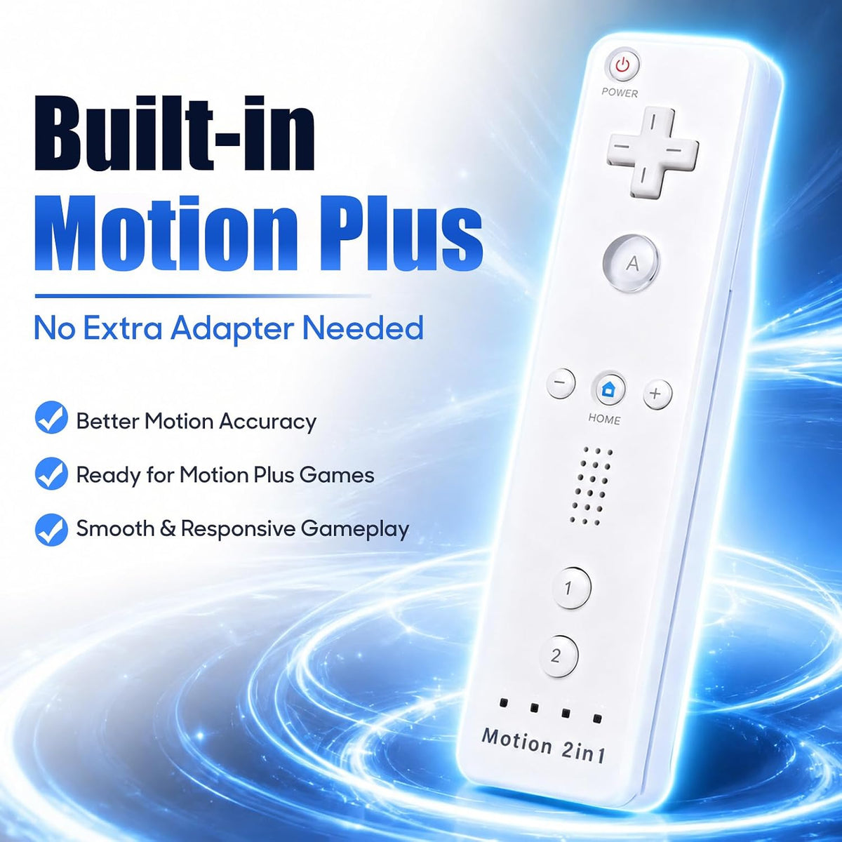 TechKen 2-Pack Wii Remote Plus with Built-in MotionPlus gyroscope, Compatible with all original Wii Remote accessories, Wii Controller for Wii/Wii U