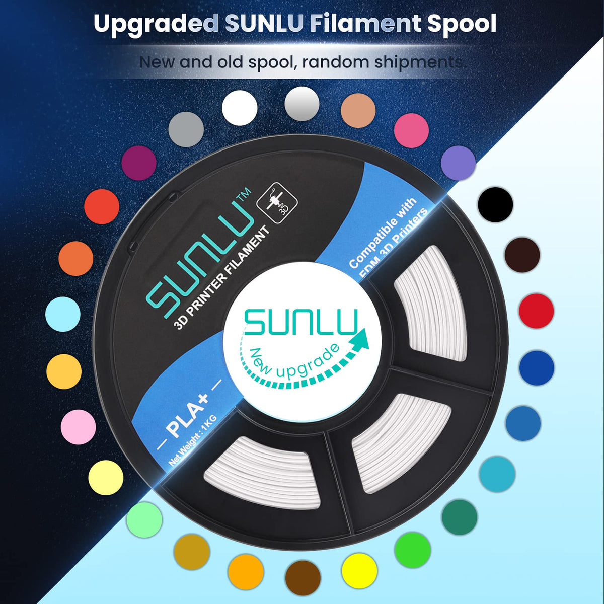 SUNLU PLA+ 3D Printer Filament, Tougher PLA Plus Filament 1.75mm, 1KG Black