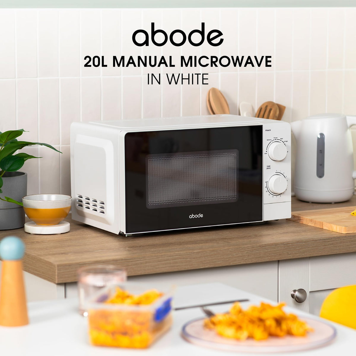 Abode Touch Control Microwave 20 Litre Black Digital 700W with Clock & Timer, 5 Auto Cook Settings & Defrost, 10 Power Levels AMT2012B (Touch Control, Silver)