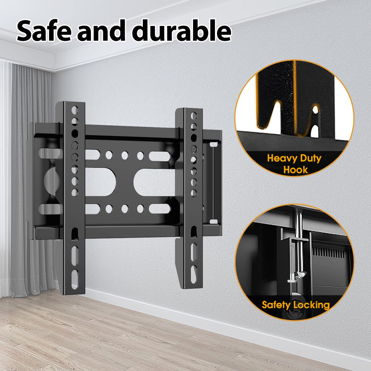 TV Wall Bracket Tilt for 14-42" LED/LCD/OLED Flat&Curved TVs Monitor, Support 25kg with Max VESA 200x200mm Spirit Level Included, Television Wall Mount Fit 32 38 40 inch Universal TV Bracket