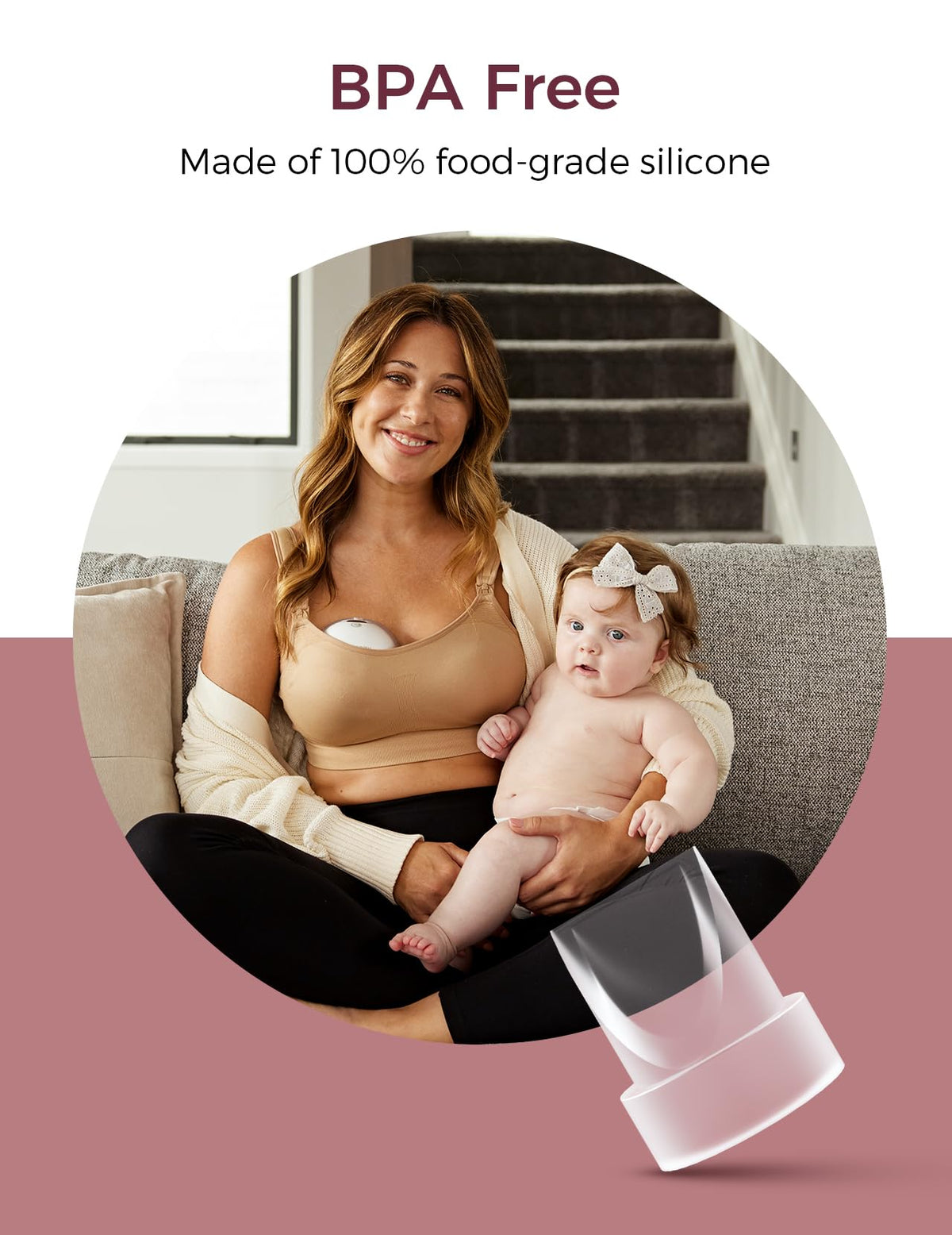 Momcozy Full Set Collector Cup Only Compatible with Momcozy M5 NOT for Others. Original M5 Breast Pump Replacement Accessories (160ml, with Double-Sealed Flange 24mm)