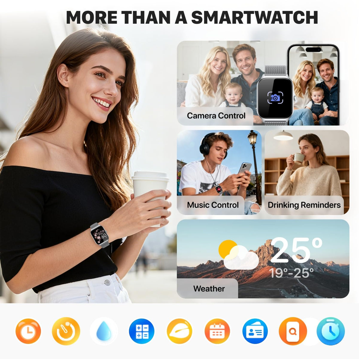 Smart Watch for Women Men - Answer/Make Call, Fitness Tracker Smartwatch for Android iPhone Compatible, Sleep Female Cycle, 120+ Sports Modes Step Counter (Blue, 2 Straps)