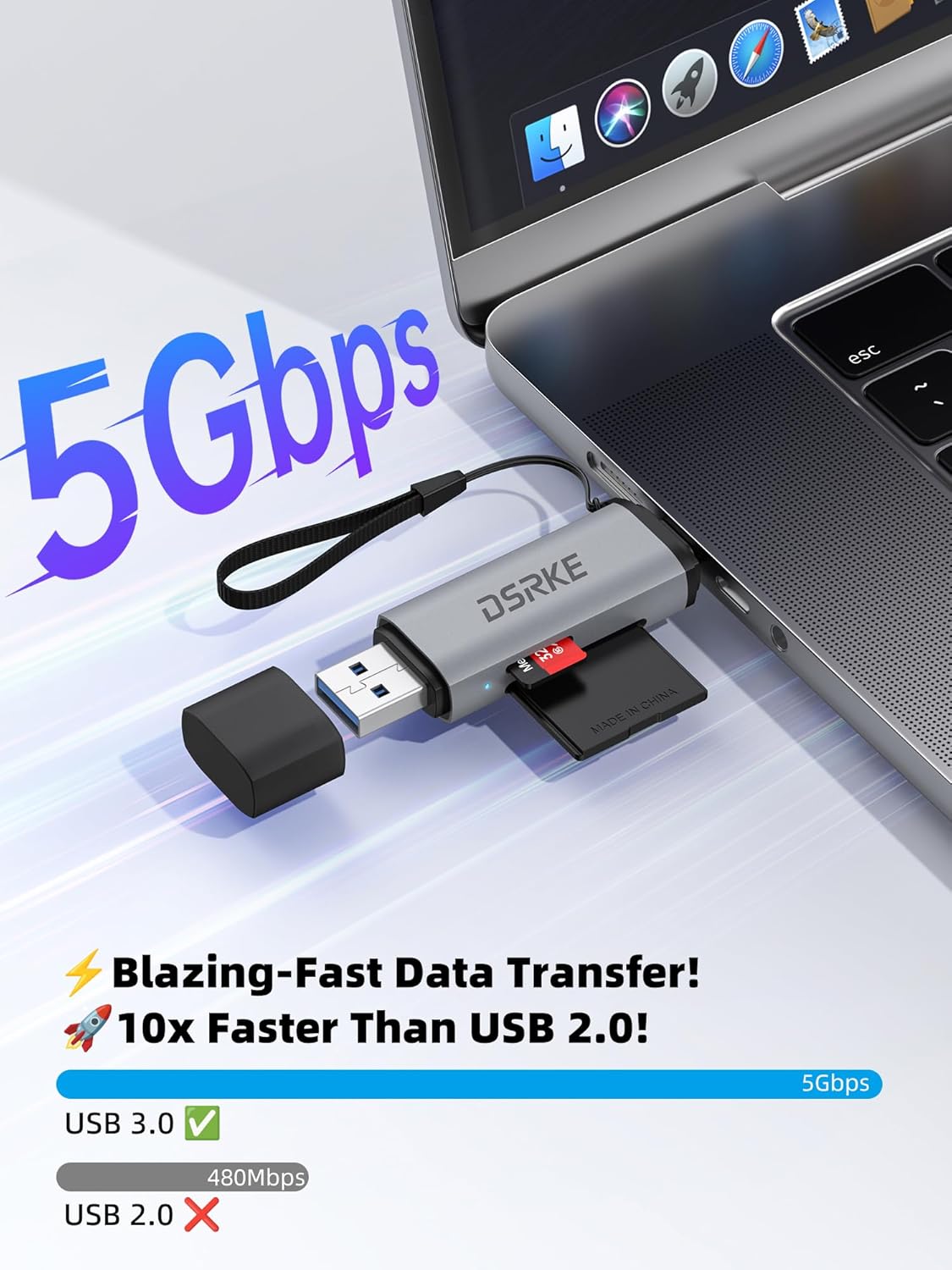SD Card Reader, Micro SD & Memory Card Reader, USB C 3.0 Dual Slot