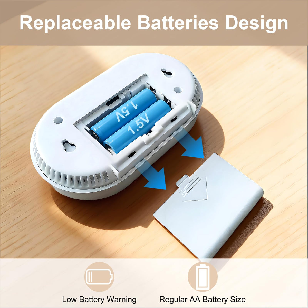 Carbon Monoxide Detector with LCD Display,CO Alarms Replaceable Battery Powered,10 Year Sensor Life Portable CO Detectors for Travel,1 PCS