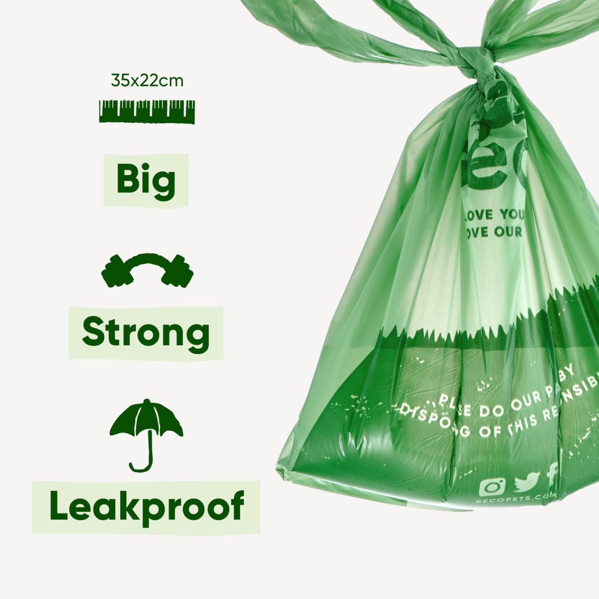 Beco Dog Poo Bags, 94% Recycled Plastic, Unscented Tie Handles, 120 Bags