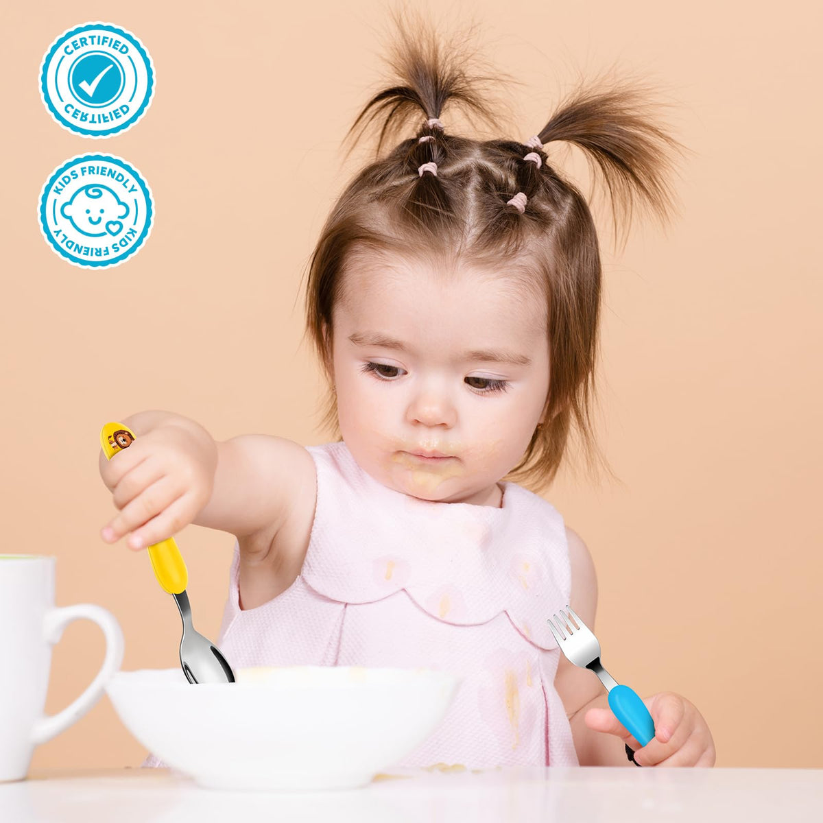 Lehoo Castle Stainless Steel Toddler Cutlery Set, 6-Piece Dinosaur Design