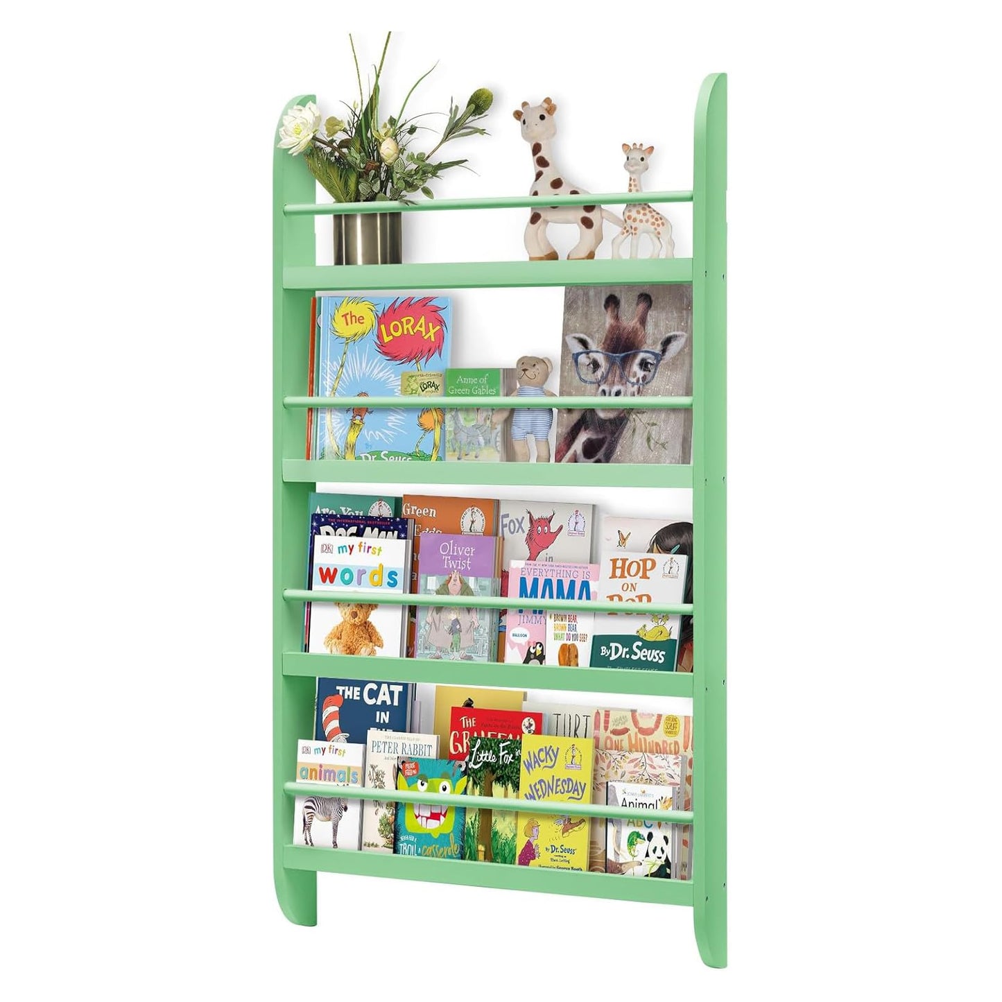 Kids Bookcase Modern Childrens Bookcase 4-Tier Book Shelf Display Rack Book Shelf Kids Room 10 CM Depth Suitable for Children's Children's Room School 116.5x60x 10CM White
