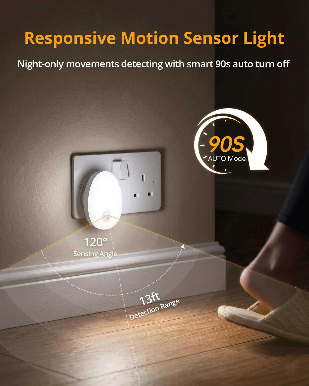 Lyridz Night Light Plug in Wall (2 Pack), LED Motion Sensor Lights Indoor