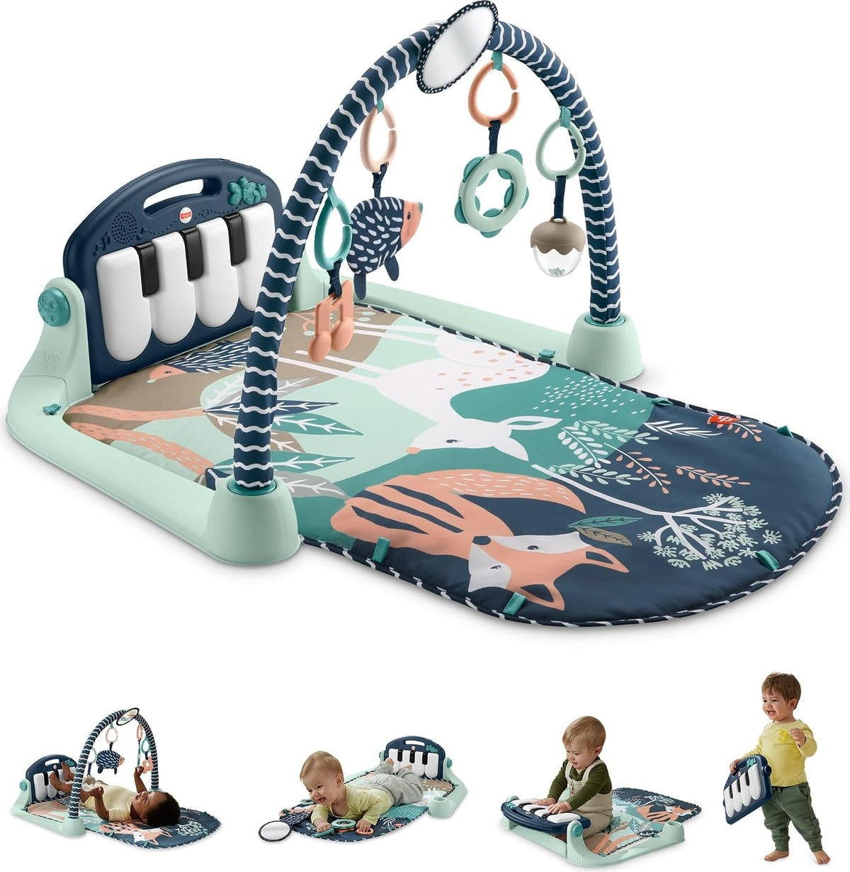 Fisher-Price Kick & Play Piano Baby Gym, Navy Fawn