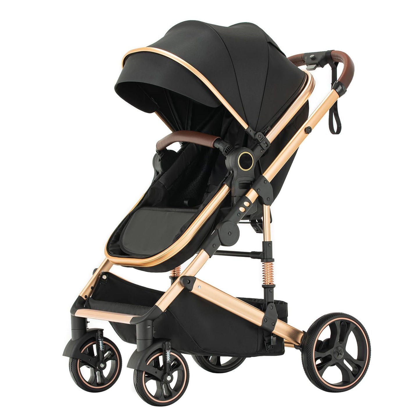 3 in 1 Pram Pushchair Aluminium Frame High Landscape Combined Buggy Lightweight Folding Stroller 3 in 1 Travel System Pram for Newborns Toddlers 0-36 Months from Birth (H9-Pink, H9)