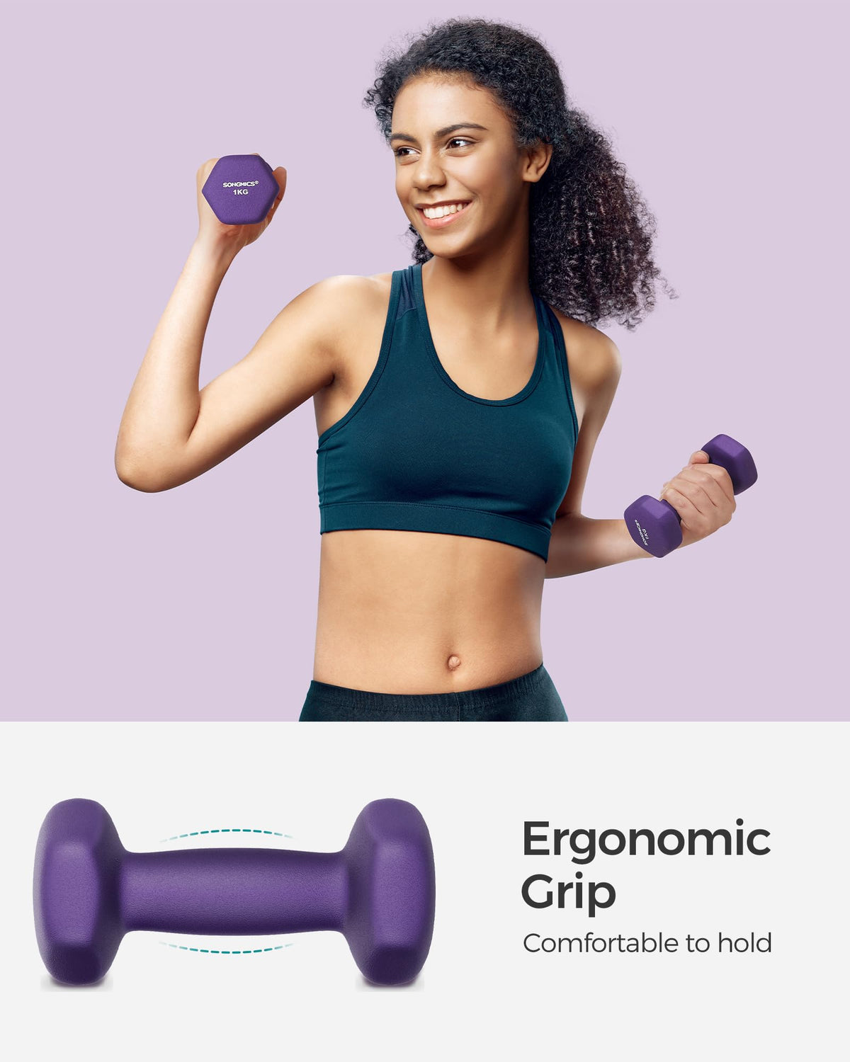 SONGMICS Set of 2 Hex Dumbbells with Neoprene Coating for Strength Training, Fitness, Home Workout