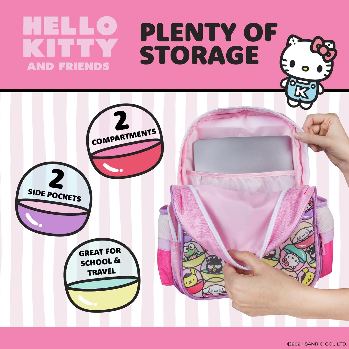 Blue Sky Studios KPop Demon Hunters HUNTR/X Backpack - Official Merchandise - Lightweight Kids School Bag with Padded Straps, Front Pocket & Silver Holographic Details - 36cm K-Pop Purple Rucksack