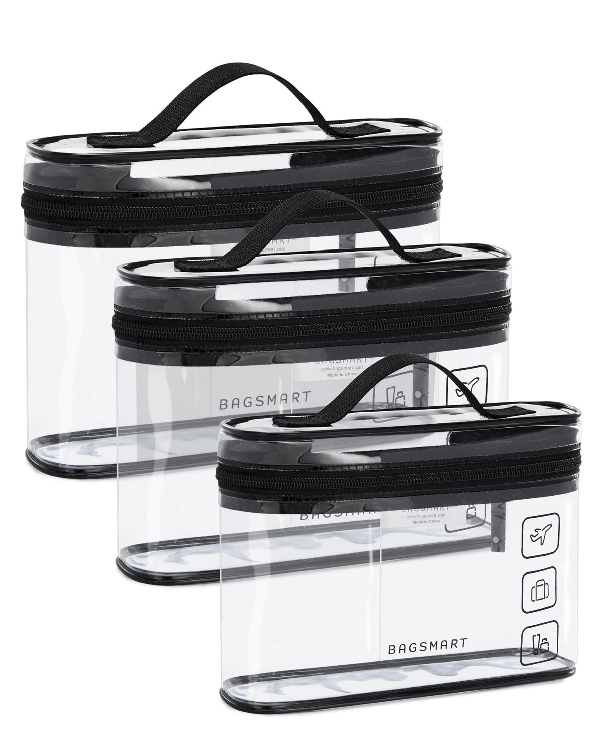 BAGSMART 2pcs Clear Toiletry Bag TSA Travel Essential for Makeup Liquids (Pack of 2)