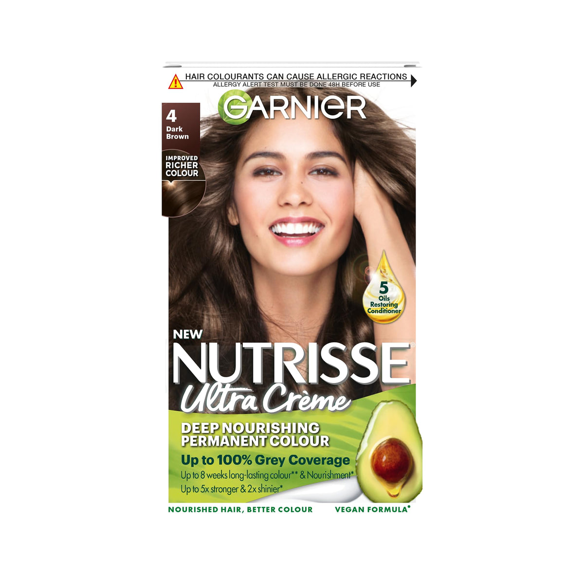 Garnier Nutrisse Ultra Color Permanent Hair Dye, 4.15 Iced Coffee Brown