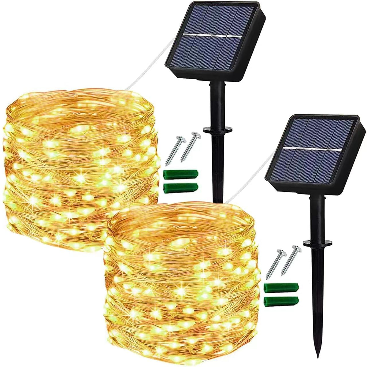 Lezonic 2Pack Solar String Lights Waterproof,12M/40Ft 120LED Garden Lights