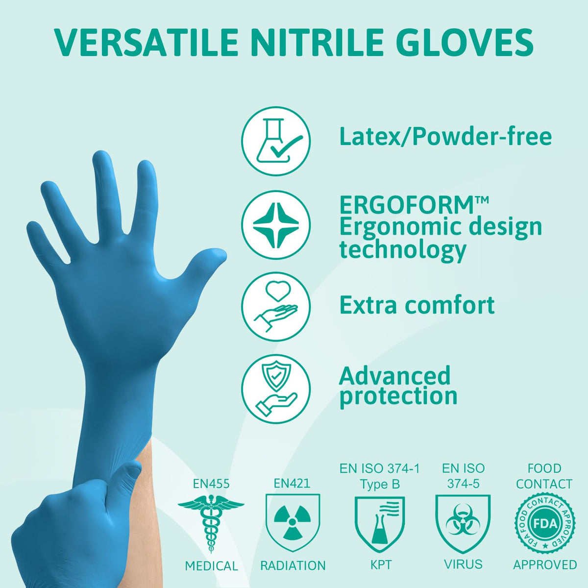 Ansell Microflex 93-732, Multipurpose Nitrile Disposable Gloves for Precise Handling and Mechanical Tasks, Latex Free, Powder-Free, Size M (100 Pieces)