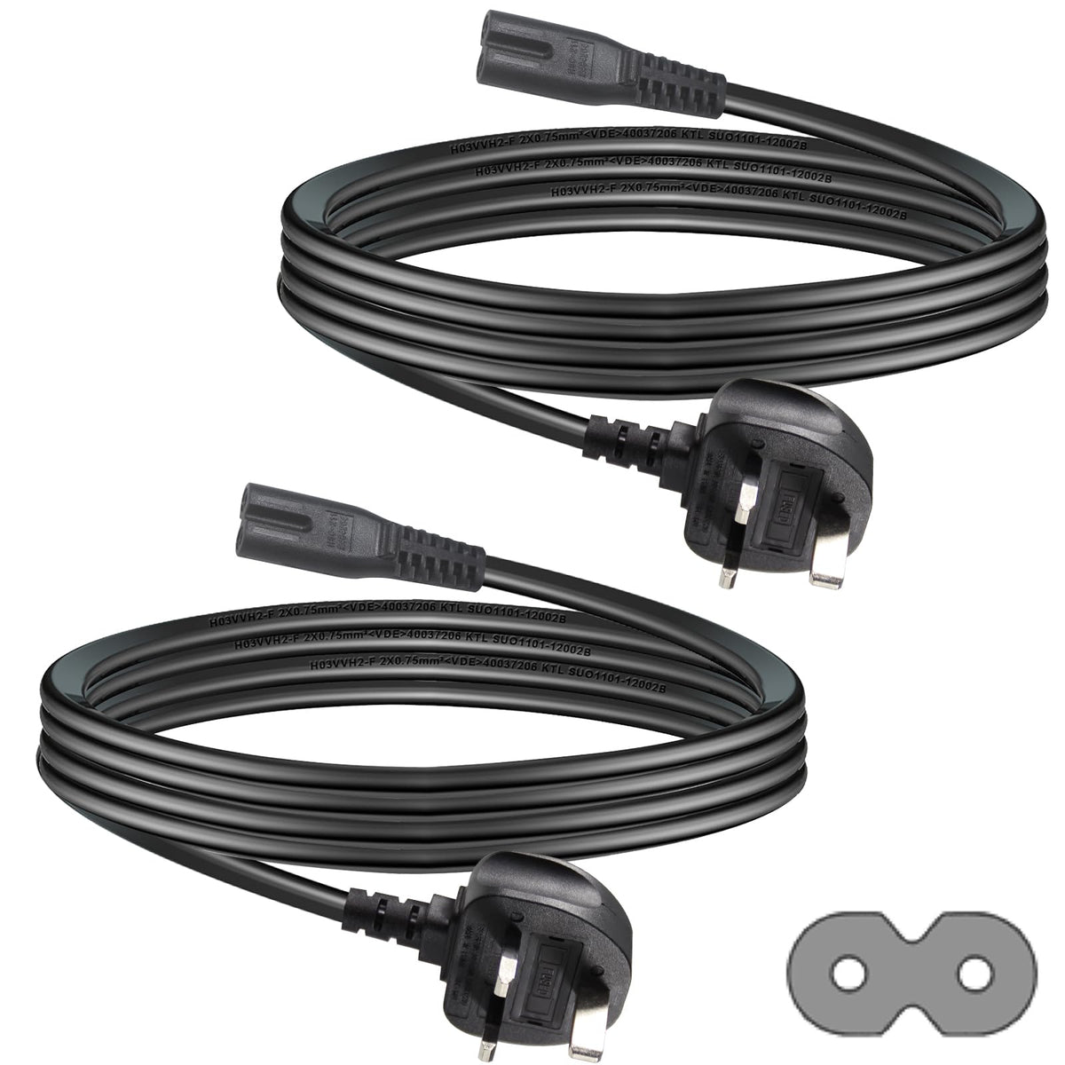 power 5M UK 3PIN Plug to IEC C7 Figure 8 Replacement Mains Cable Compatible with PS5, Xbox Series X, tv, Samsung, LG, Sony