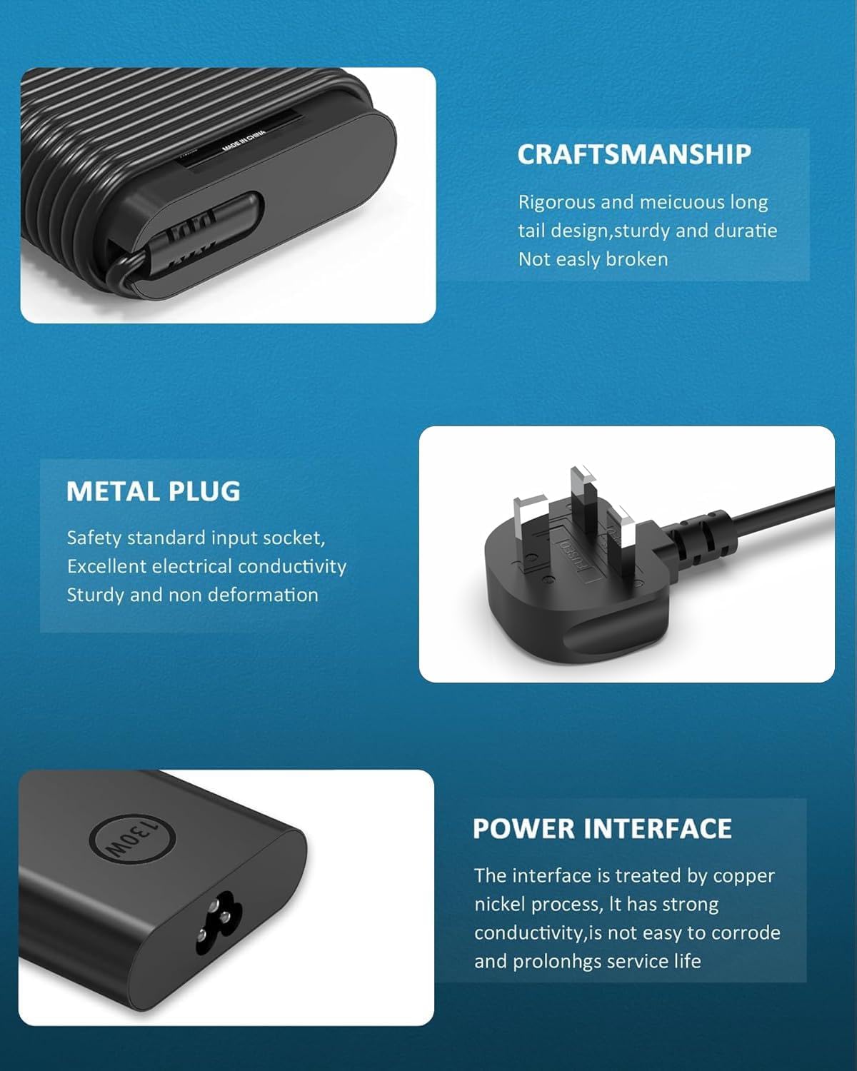 65W 45W Laptop Charger Compatible with Dell inspiron 11 13 14 15 17 3000 5000 7000 Series laptops Round Connects Chargers（ 4.5mm*3.0mm and 7.4 * 5.0mm）