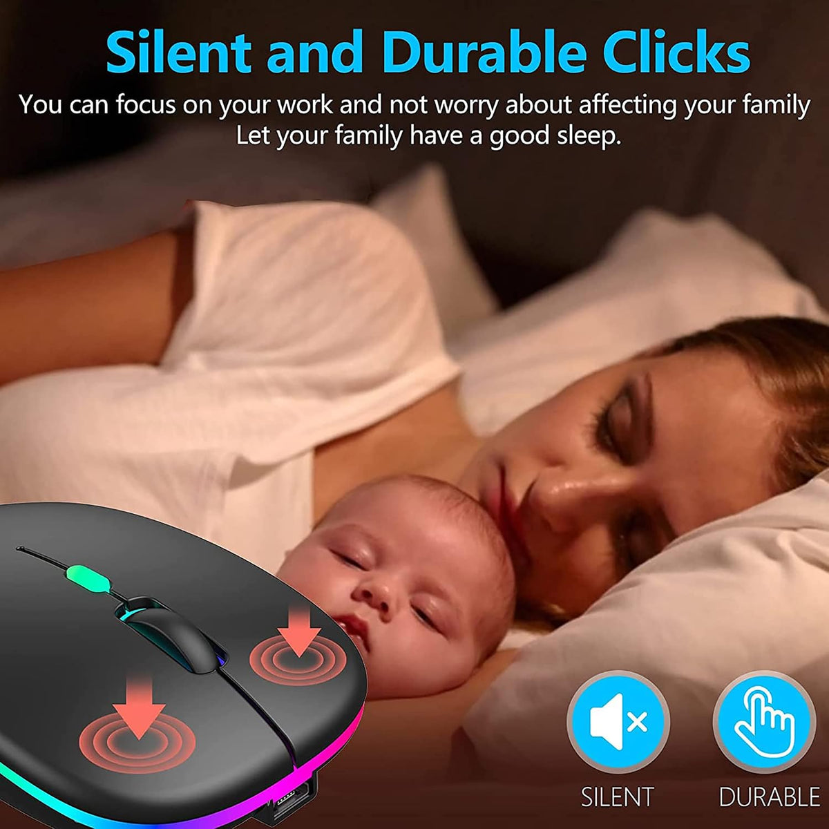 Wireless mouse rechargeable Dual Mode 2.4G & 5.0 Bluetooth Mouse for Laptop