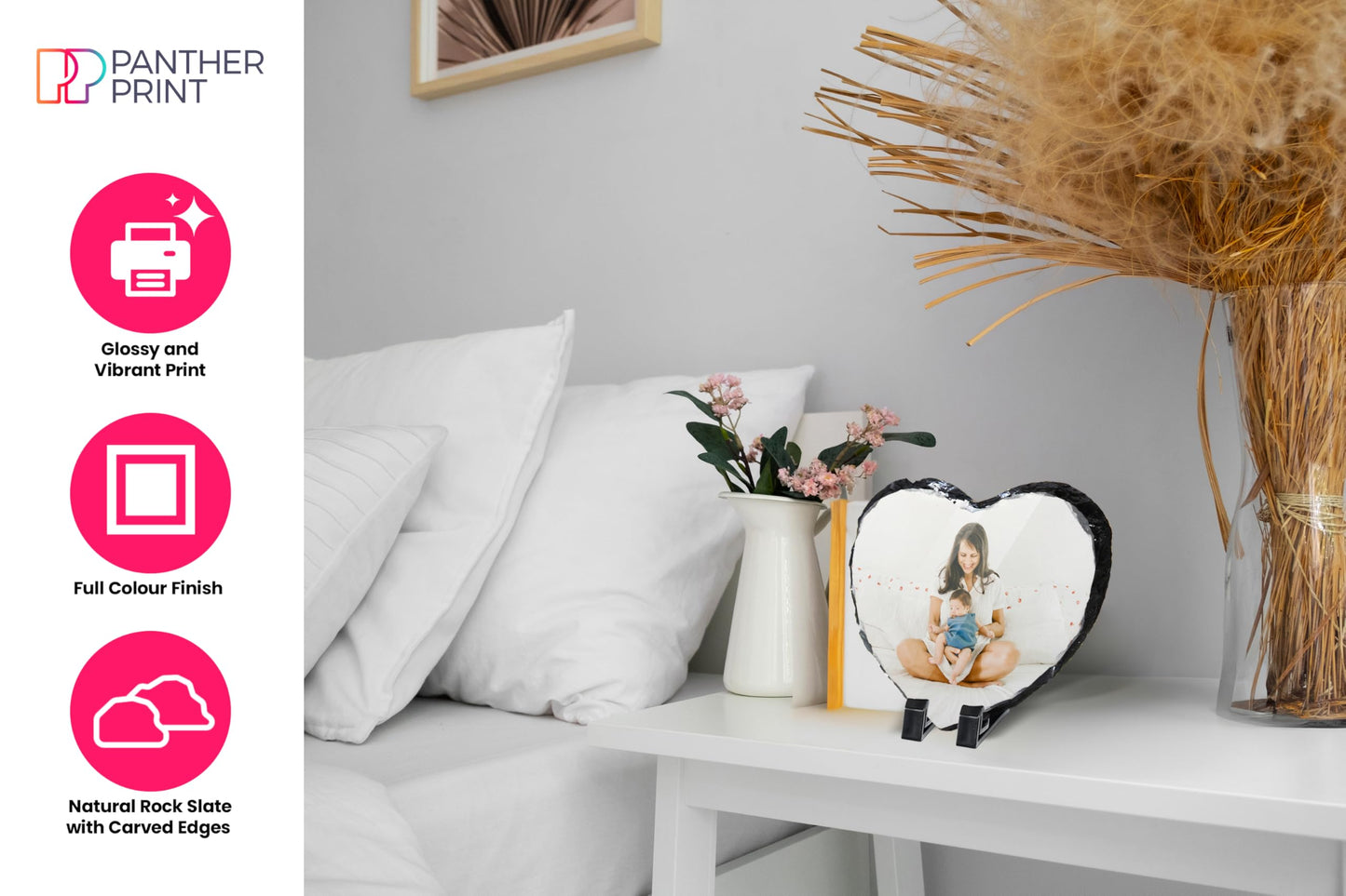 Personalised Photo Slate, 15 x 15cm - Heart-Shaped Rock Pictures, Glossy Print & Full Colour Finish - Personalised Picture Gifts in Natural Rock With Carved Edges for Home & Office