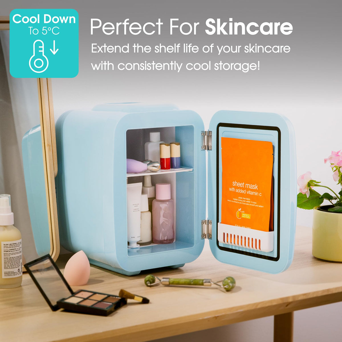 Abode Black Mini Fridge A4CLR201B 4L/6 Can Portable Thermoelectric Mini Cooler & Warmer for Drinks, Cosmetics/Makeup/Skincare, AC/DC Power, Retro Style, For Bedroom, Home, Caravan, Car