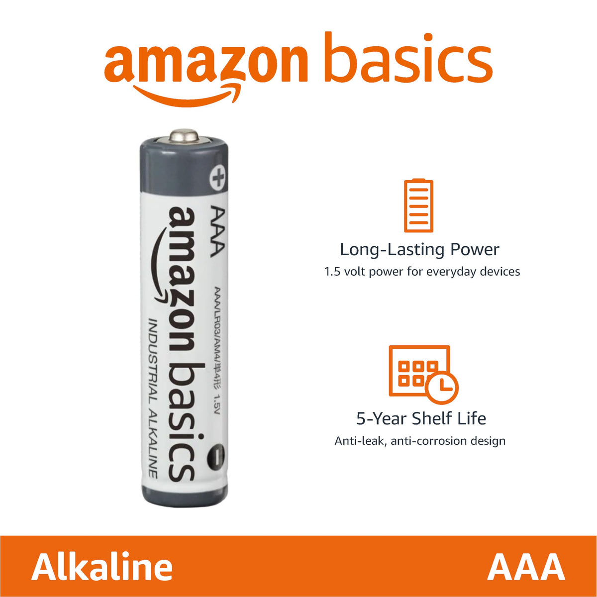 Amazon Basics 40-Pack AAA Alkaline Industrial Batteries, 1.5 Volt, 5-Year Shelf Life