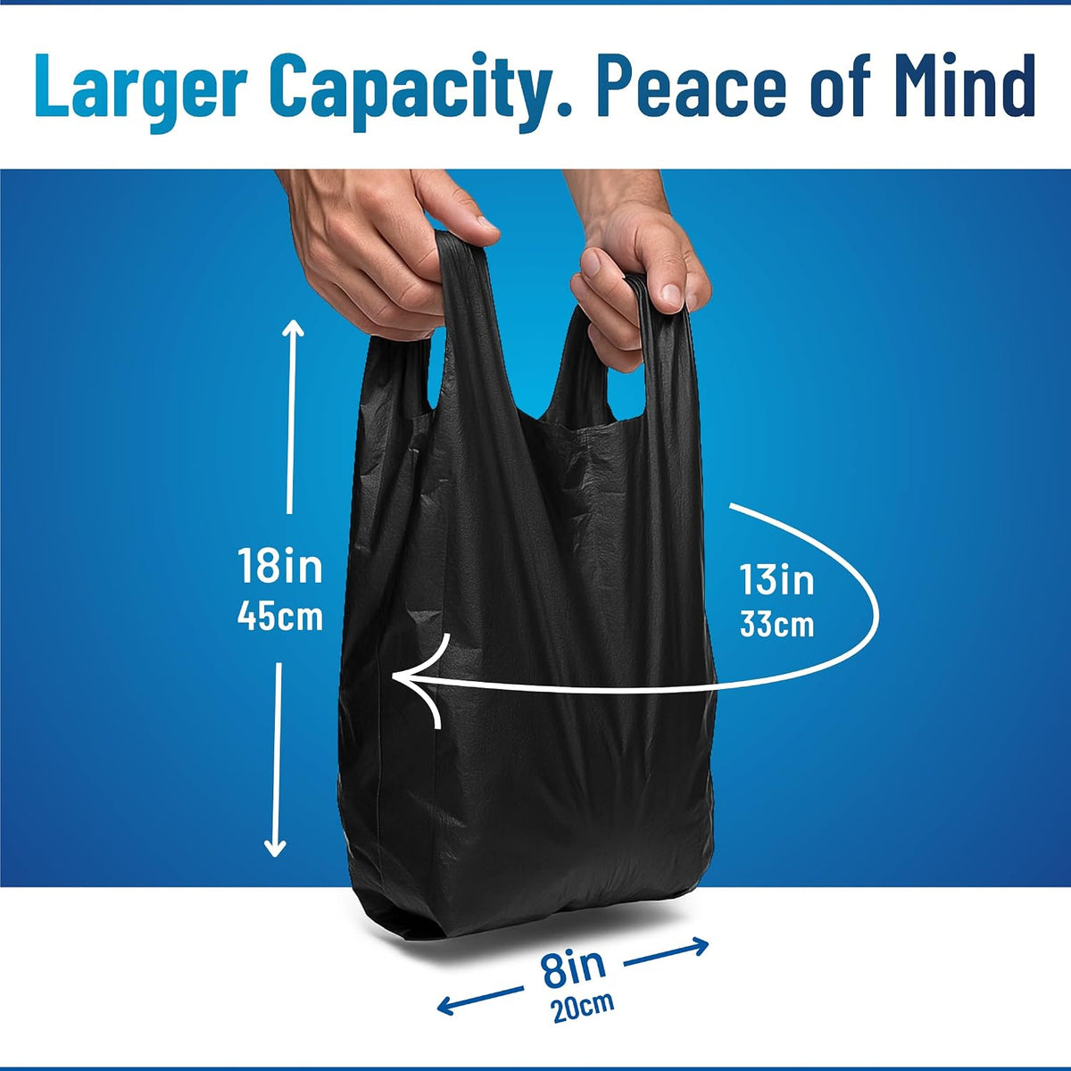 Adult Nappy Bags - 200 Pack, 20% Thicker Sacks, Easy Tie Handles, Odour Free, Discreet Black Plastic, Strong Sanitary Disposal Bag, Large Incontinence Pads