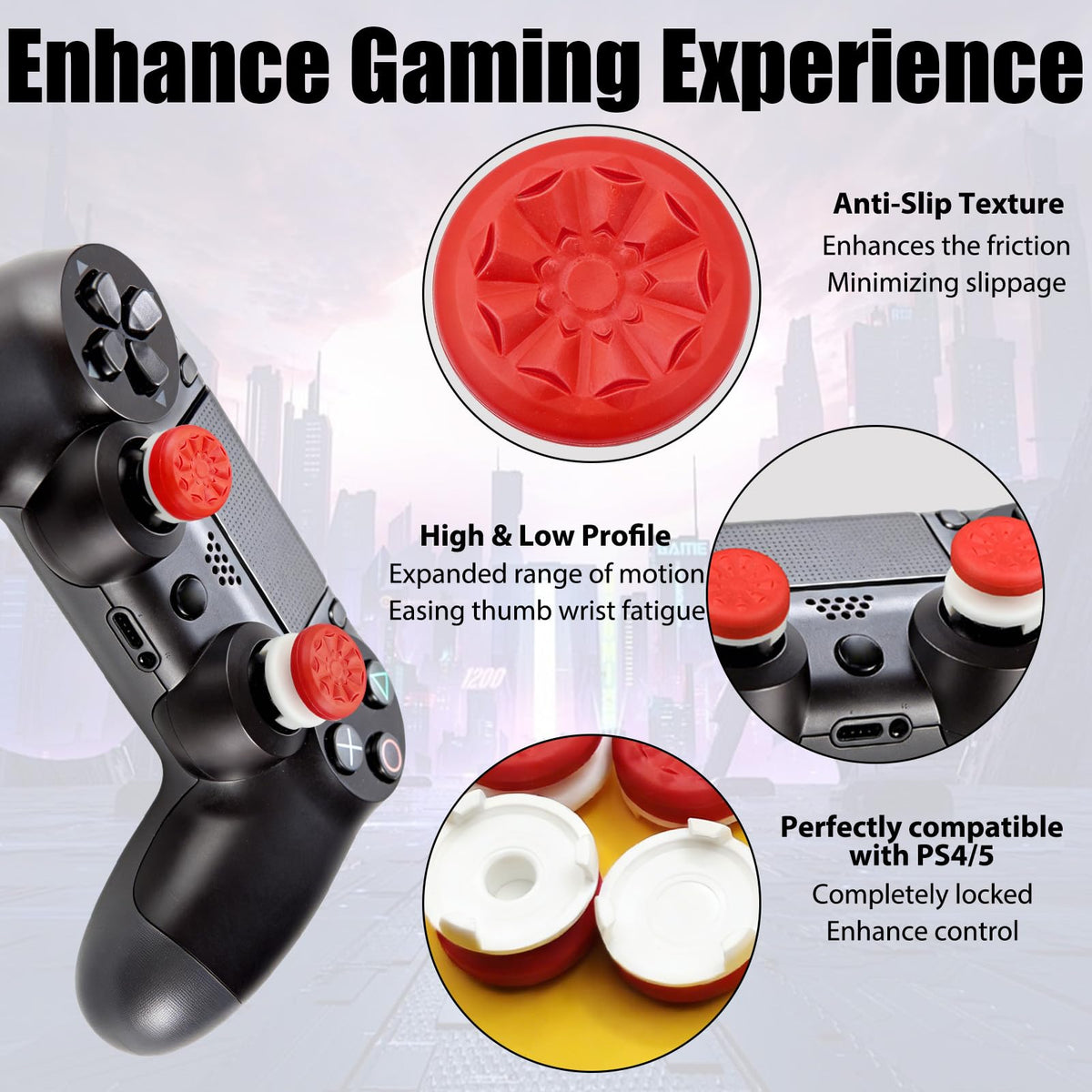 FPS White Thumb Grips for PS4 PS5 Controller Thumbsticks Thumb Stick