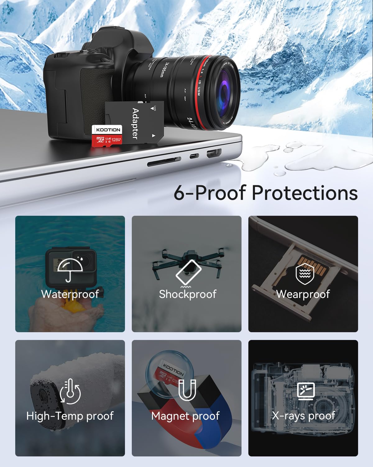 KOOTION 64GB Micro SD Card, UHD Video for GoPro, Action Camera, Drone, Smartphone, R/W up to 80/20MB/s MicroSDXC Memory Card UHS-I U1 Class 10
