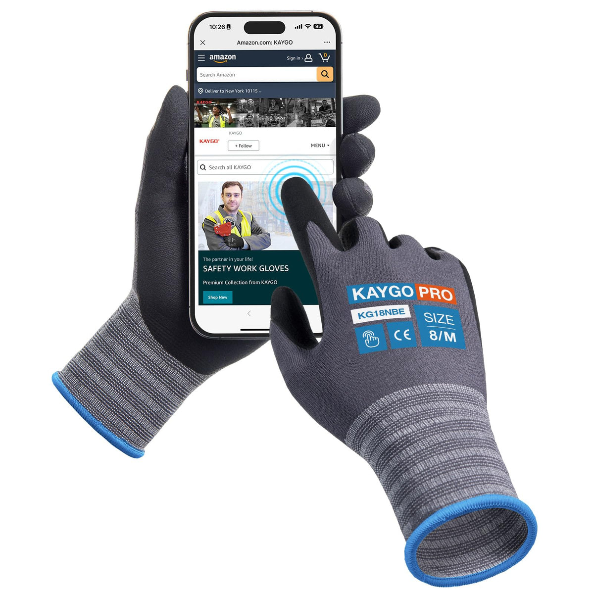 KAYGO Safety Work Gloves MicroFoam Nitrile Coated 12 Pairs, KG18NB