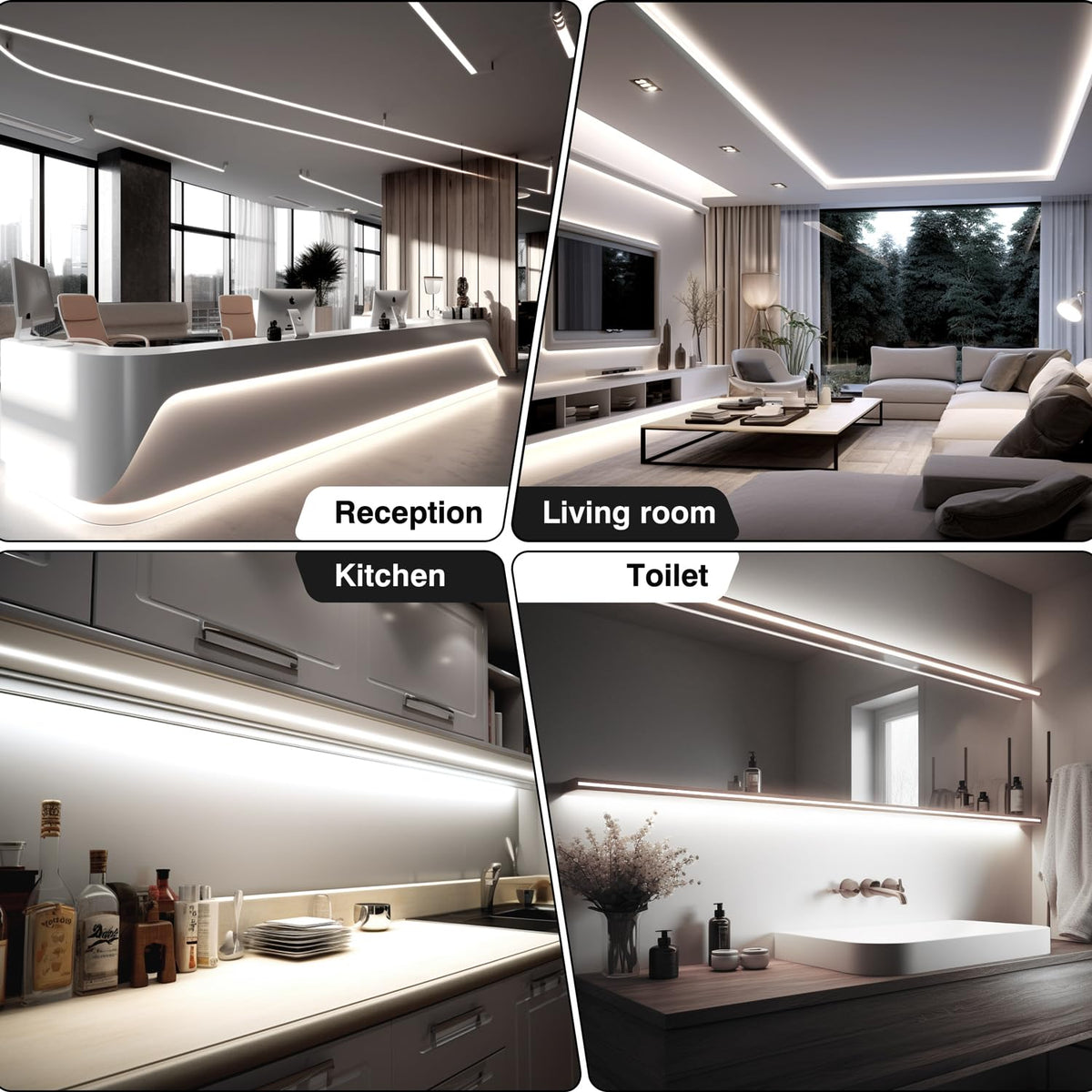 COB LED Strip 7.5m Warm White, 3000K, 24V, Remote Control, 8mm Wide