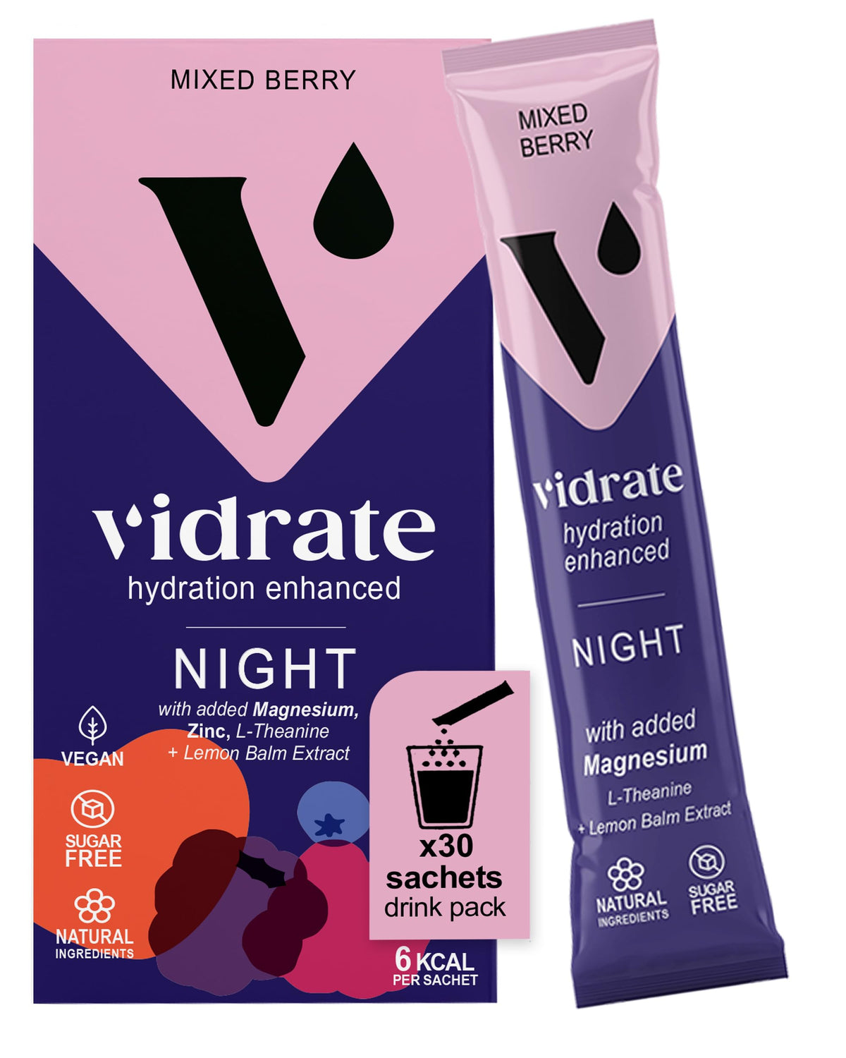 Vidrate Electrolytes Powder, Mixed Berry Variety Pack, 30 Sachets