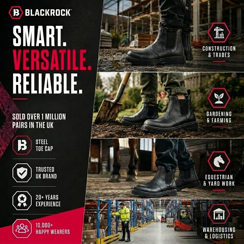 Blackrock Dealer Work Safety Boots, Steel Toe Cap, Size 9