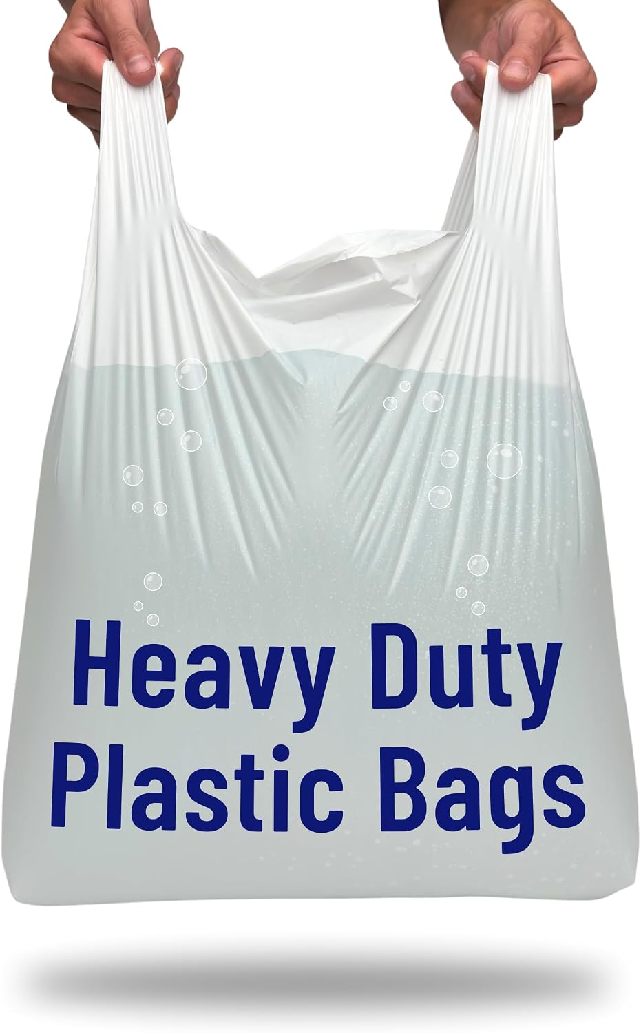 Plastic Carrier Bags White - Standard Retail Size 13x19x23, 100 Pack, Heavy Duty Large Carrier Bag with Handles, Groceries Retail Shopping Takeaway Bin