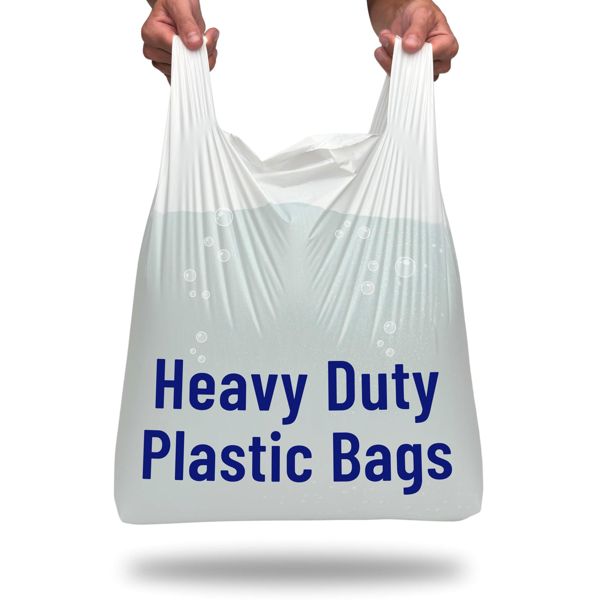 Plastic Carrier Bags White - Standard Retail Size 13x19x23, 100 Pack, Heavy Duty Large Carrier Bag with Handles, Groceries Retail Shopping Takeaway Bin