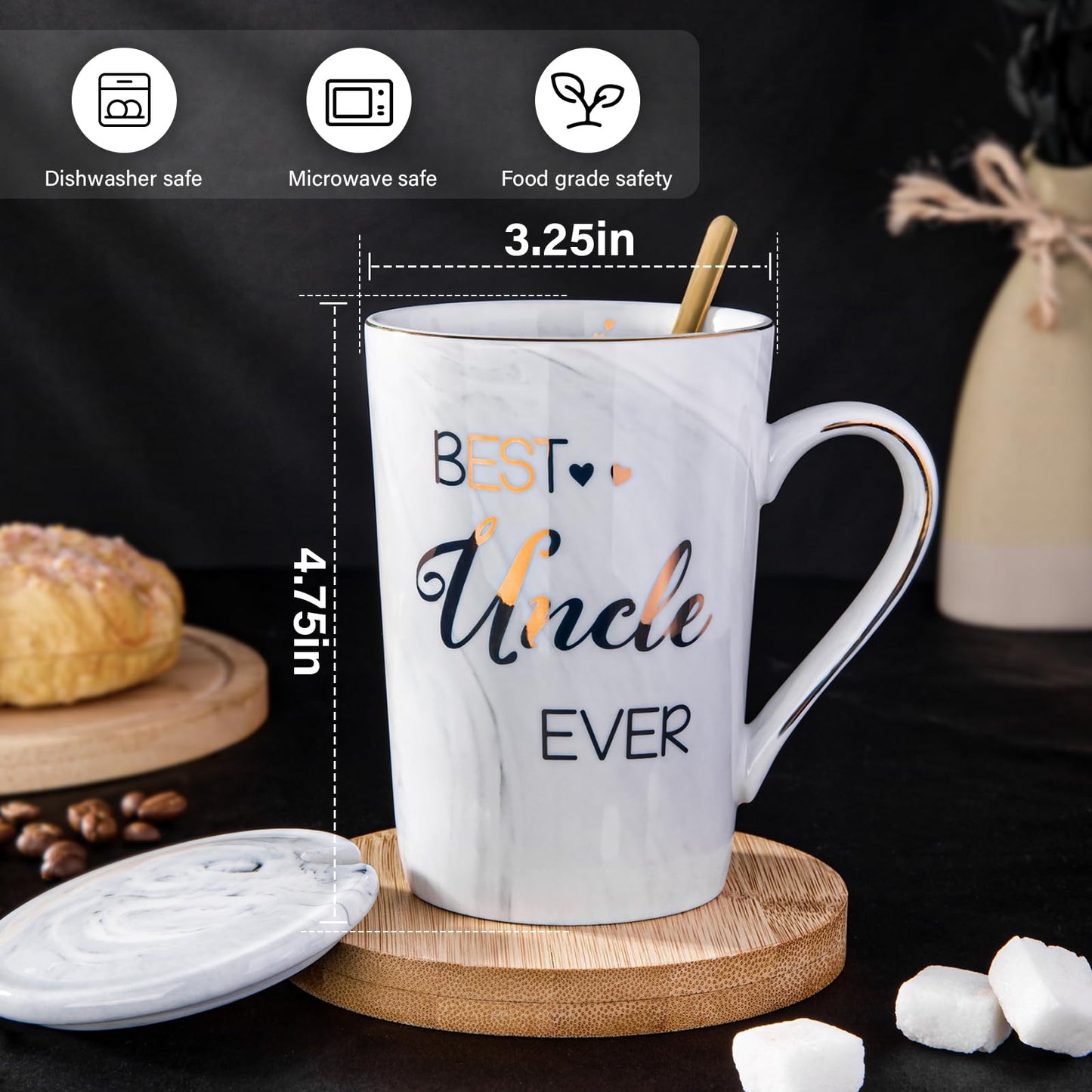 Unique Teacher Appreciation Gifts for Women - Best Teacher Gifts for Teachers, 14oz Pink Marble Ceramic Coffee Mug Printed with Gold, Retirement Birthday Graduation Ideas, End of The Year, Gift Boxed