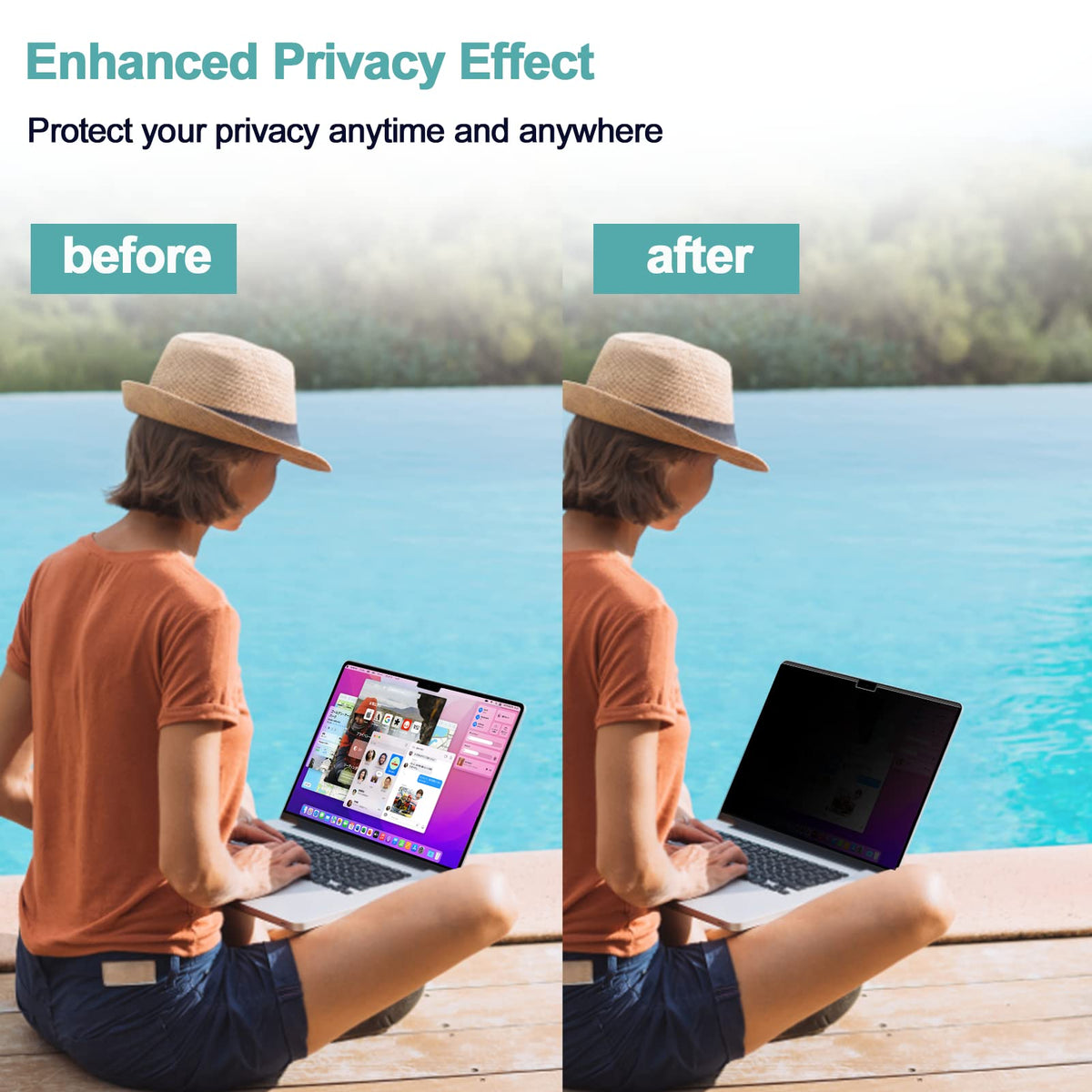 IPROKKO Laptop Privacy Screen 13.3 Inch 16:9 Anti-Blue Light Filter