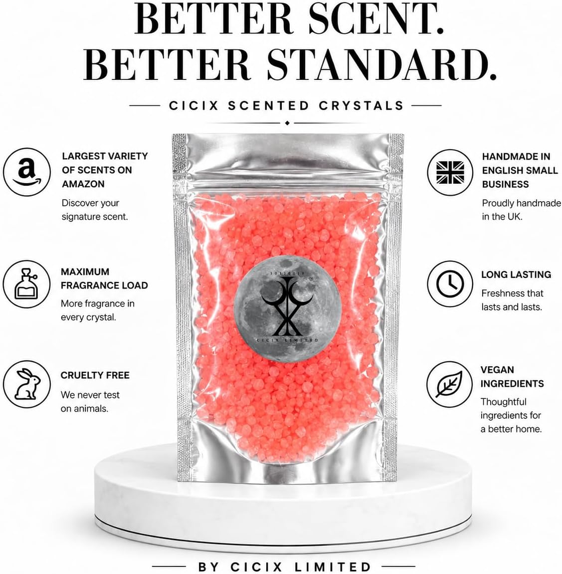 CICIX 3x Luxury Scented Crystals Bundle. 130+ Scent Options. Sizzlers Simmering Granules for Oil Burners. Strong Wax Melt Alternative. Handmade in England. (Daisy's)