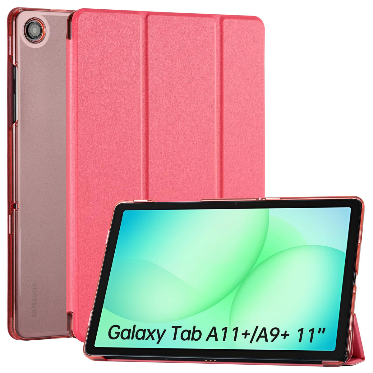 CoBak Case for Samsung Galaxy Tab A11+ Plus 11 Inch 2025/A9+ Plus 2023 - PU Leather Smart Cover with Auto Sleep/Wake for Tab A11+, Translucent Hard Shell, Multi-Viewing Angles, Green Pattern