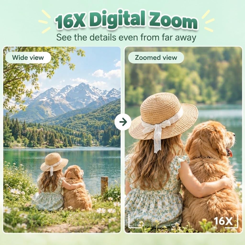 Digital Camera, 1080P FHD Vlogging Camera 50MP Compact Portable Photo Camera with 2.4" Screen, 16X Digital Zoom Mini Small Pocket Camera for Kids Students with 1 Battery, 16GB Card (Black)